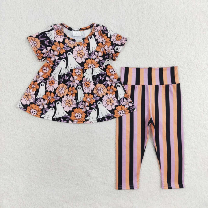 Floral pumpkin stripe pants  - pre order late August