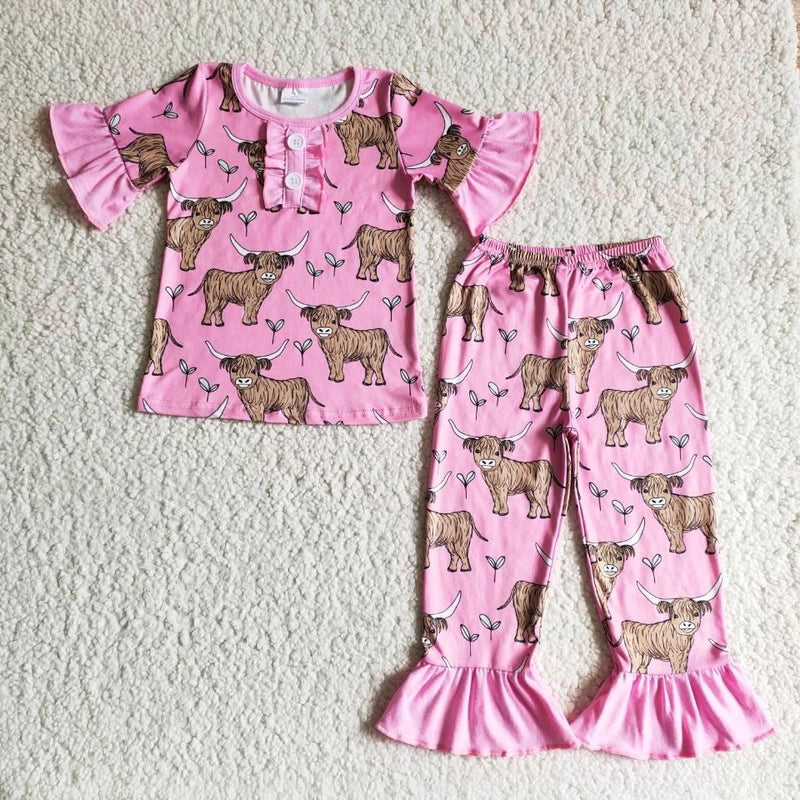 PINK HYLAND COWS 2 pc set pre order end of MARCH DELIVERY