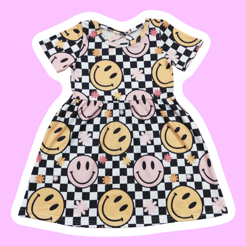 SMILE CHECKER DRESS PRE ORDER - ships BEG OF MAY